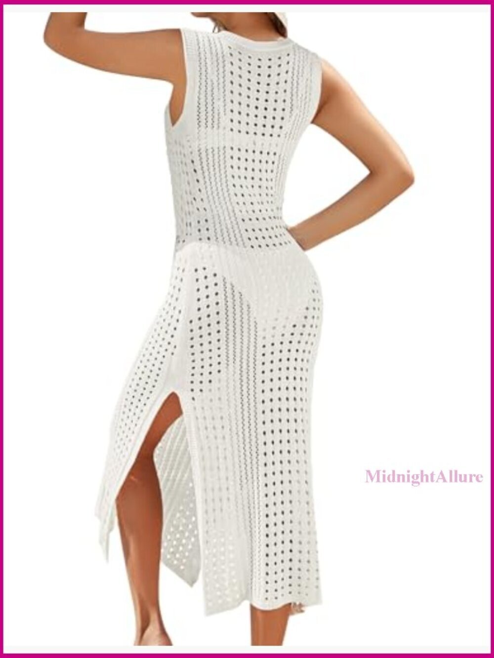 Women's Crochet Mesh Maxi Dress Bikini Cover Up Beach Resort Wear - Picture 4 of 7